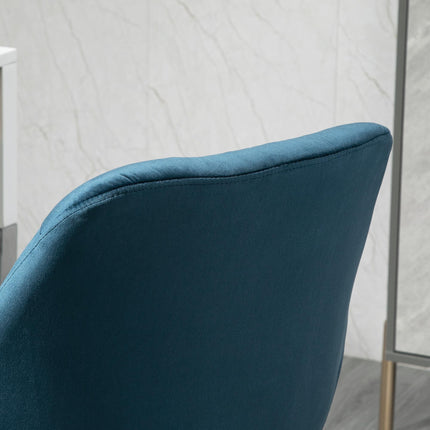 Ergonomic Velvet Home Office Computer Chair with Adjustable Height, Arm & Back Support - Blue