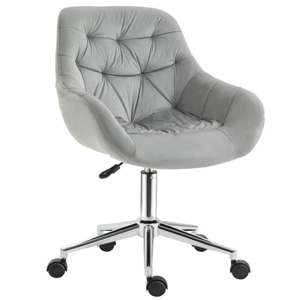 Ergonomic Velvet Home Office Computer Desk Chair with Adjustable Height, Arm & Back Support - Grey
