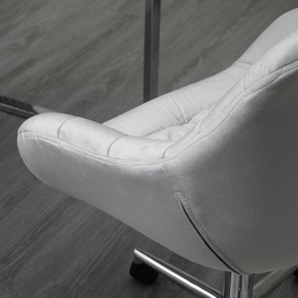 Ergonomic Velvet Home Office Computer Desk Chair with Adjustable Height, Arm & Back Support - Grey
