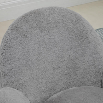 Fluffy Leisure Office Chair with Backrest, Armrest & Wheels - Grey