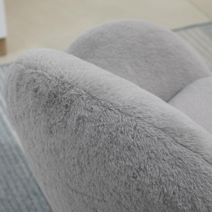 Fluffy Leisure Office Chair with Backrest, Armrest & Wheels - Grey
