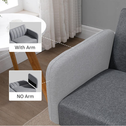 Two Seater Convertible Sofa Bed with Click Clack and Adjustable Split Backrest - Grey Linen
