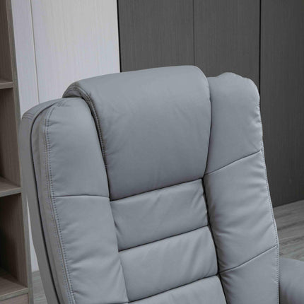 Manual Recliner Armchair and Footrest Set with Swivel Wood Base PU Leather - Grey