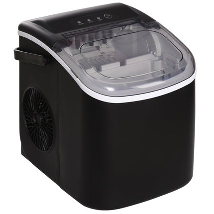 Countertop Ice Maker Machine 12kg/24h, 9 Cubes in 6-12 Mins with Scoop & Basket - Black