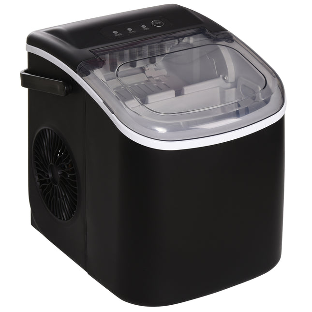 Countertop Ice Maker Machine 12kg/24h, 9 Cubes in 6-12 Mins with Scoop & Basket - Black