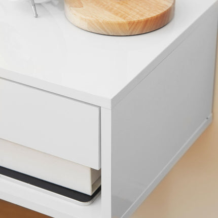 Set of 2 Wall Mounted Nightstands with Drawer and Shelf - High Gloss White