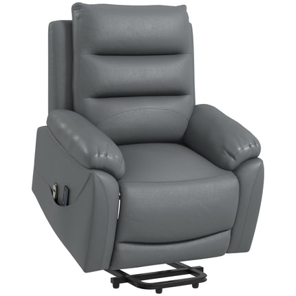 Power Lift Recliner Chair with 8-Point Massage and Recline Function - Grey Faux Leather