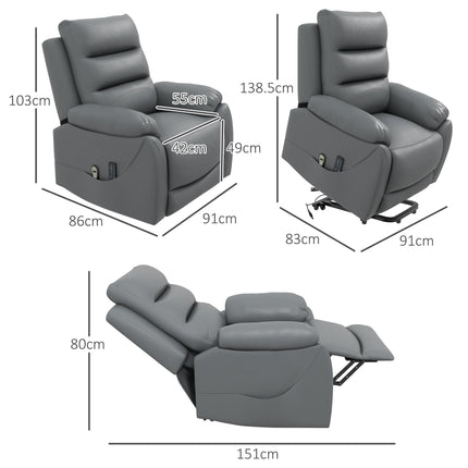 Power Lift Recliner Chair with 8-Point Massage and Recline Function - Grey Faux Leather