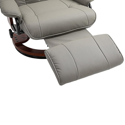 Manual Recliner Armchair Sofa with Faux Leather Upholstered Wooden Base - Grey