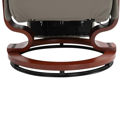 Manual Recliner Armchair Sofa with Faux Leather Upholstered Wooden Base - Grey