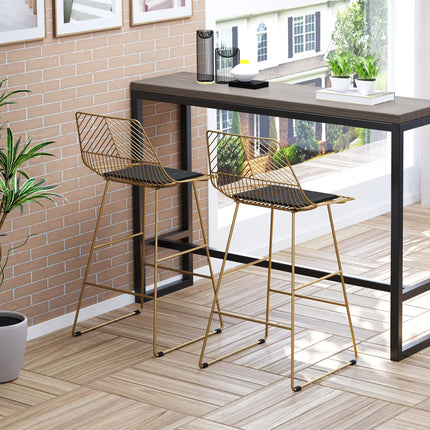Modern Gold Bar Stools Set of 2 with Removable Cushions - Gold
