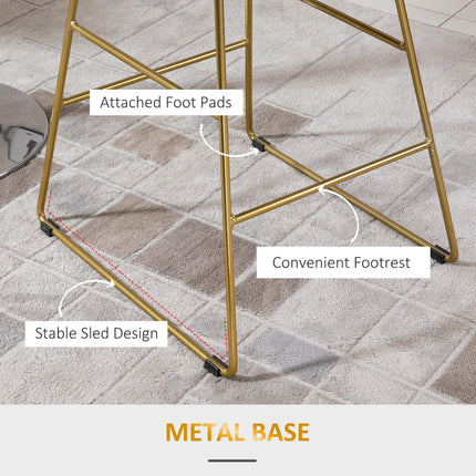 Modern Gold Bar Stools Set of 2 with Removable Cushions - Gold
