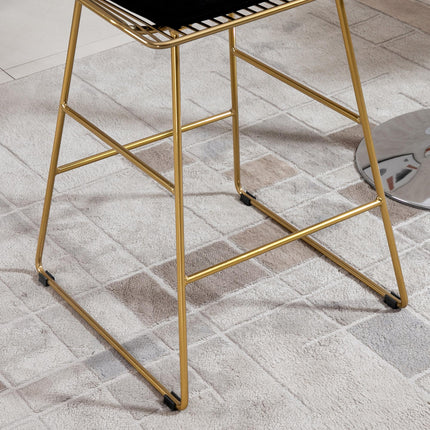 Modern Gold Bar Stools Set of 2 with Removable Cushions - Gold