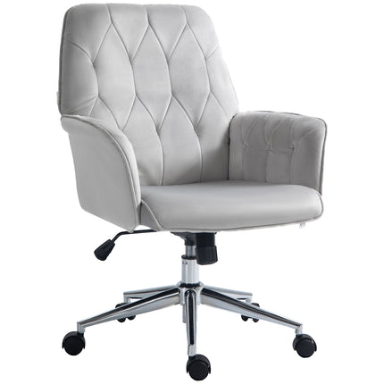 Linen Adjustable Height Swivel Computer Chair with Armrest - Light Grey