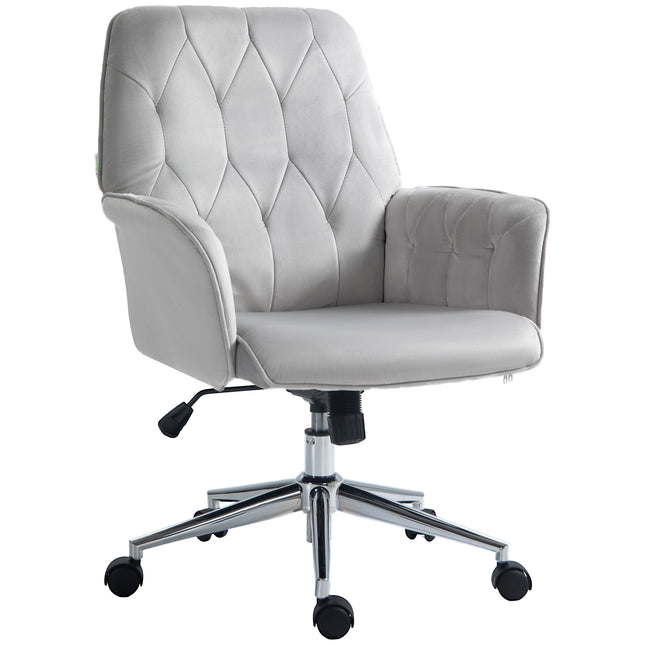 Linen Adjustable Height Swivel Computer Chair with Armrest - Light Grey