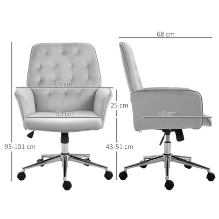 Linen Adjustable Height Swivel Computer Chair with Armrest - Light Grey