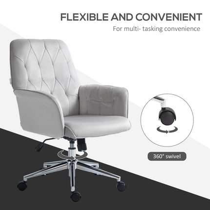 Linen Adjustable Height Swivel Computer Chair with Armrest - Light Grey