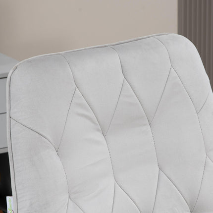Linen Adjustable Height Swivel Computer Chair with Armrest - Light Grey