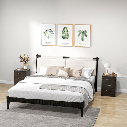 Bedside Cabinet with Drawer and Shelf, White Bedside Table for Bedroom, Living R