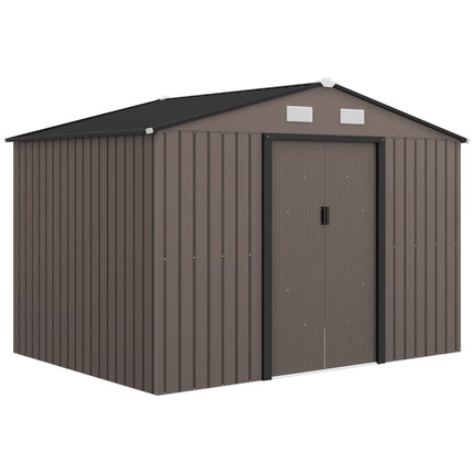 9ft x 6ft Metal Garden Storage Shed with Ventilation - Brown