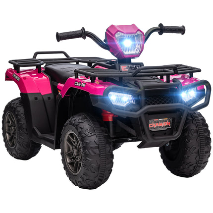 12V Kids Ride-On Quad Bike with Forward Reverse, Music & LED Headlights for Ages 3-5 - Pink