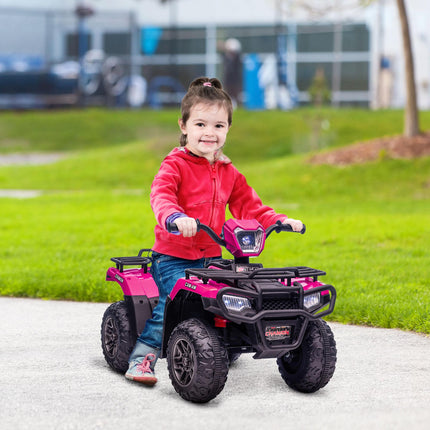 12V Kids Ride-On Quad Bike with Forward Reverse, Music & LED Headlights for Ages 3-5 - Pink