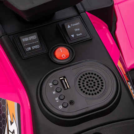 12V Kids Ride-On Quad Bike with Forward Reverse, Music & LED Headlights for Ages 3-5 - Pink