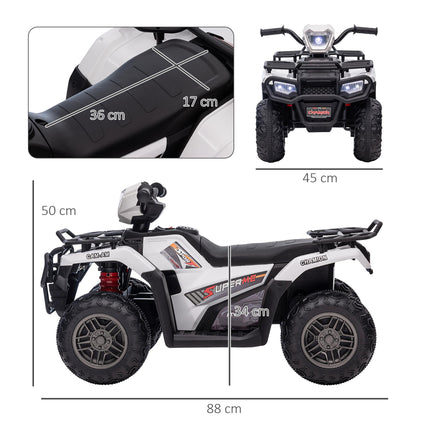 12V Kids Electric Quad Bike with Forward Reverse, Music & LED Headlights for Ages 3-5 - White