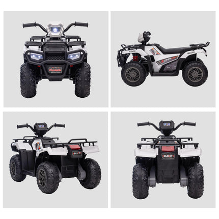 12V Kids Electric Quad Bike with Forward Reverse, Music & LED Headlights for Ages 3-5 - White