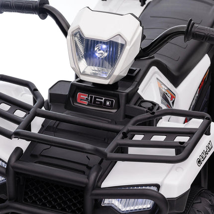 12V Kids Electric Quad Bike with Forward Reverse, Music & LED Headlights for Ages 3-5 - White