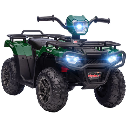 12V Kids Electric Ride-On Quad Bike with Forward Reverse, Music & LED Headlights - Green