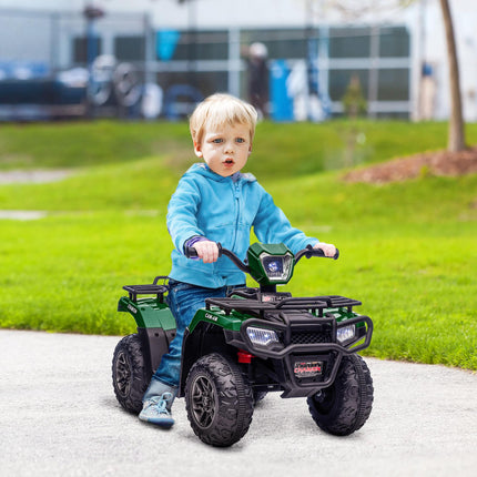 12V Kids Electric Ride-On Quad Bike with Forward Reverse, Music & LED Headlights - Green