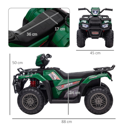 12V Kids Electric Ride-On Quad Bike with Forward Reverse, Music & LED Headlights - Green