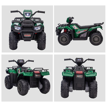 12V Kids Electric Ride-On Quad Bike with Forward Reverse, Music & LED Headlights - Green