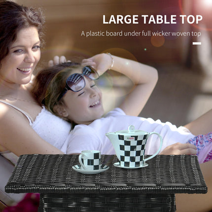 Rattan Outdoor Side Table with Plastic Board Top 50x50 cm - Black