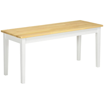 102 cm Wood Dining Bench for 2 People with White Base - Natural Wood Effect