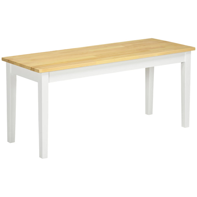 102 cm Wood Dining Bench for 2 People with White Base - Natural Wood Effect