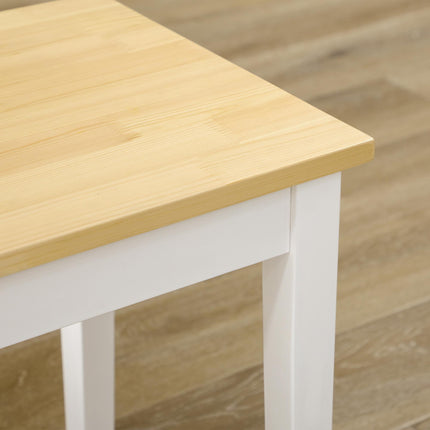 102 cm Wood Dining Bench for 2 People with White Base - Natural Wood Effect