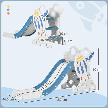 Kids Indoor Freestanding Baby Slide Space Theme for 1.5-3 Years - Blue