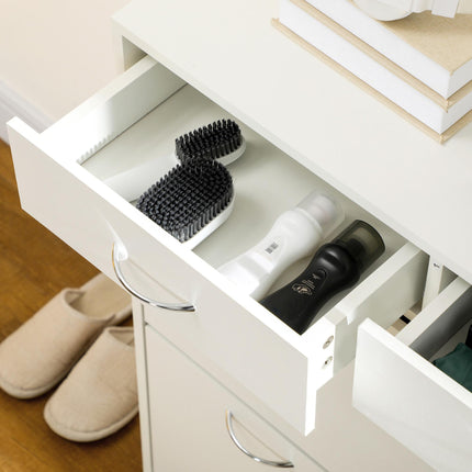 Narrow Shoe Cabinet with 2 Flip Drawers & Adjustable Shelves for 12 Pairs - White