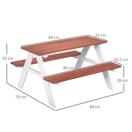 Kids Picnic Table, Wooden Table and Bench Set, Kids Garden Furniture for Patio Aged 3-8 Years Old, Brown