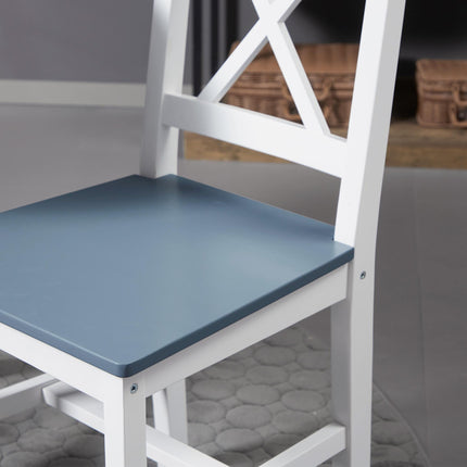 Set of 2 Pine Wood Dining Chairs with Cross Back for Kitchen and Living Room - White