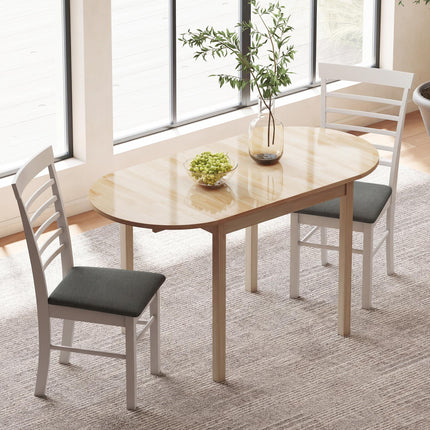 Wooden 4-6 Person Drop-Leaf Table - Natural Finish