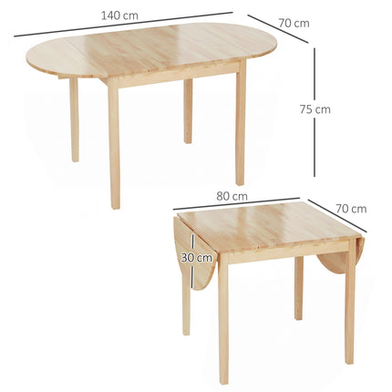 Wooden 4-6 Person Drop-Leaf Table - Natural Finish