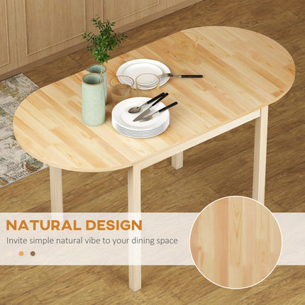 Wooden 4-6 Person Drop-Leaf Table - Natural Finish