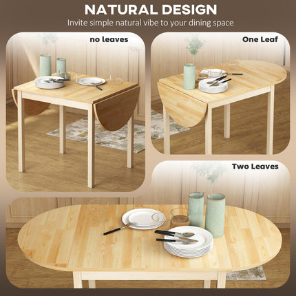 Wooden 4-6 Person Drop-Leaf Table - Natural Finish
