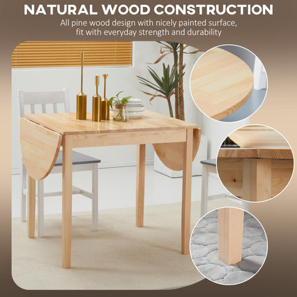 Wooden 4-6 Person Drop-Leaf Table - Natural Finish