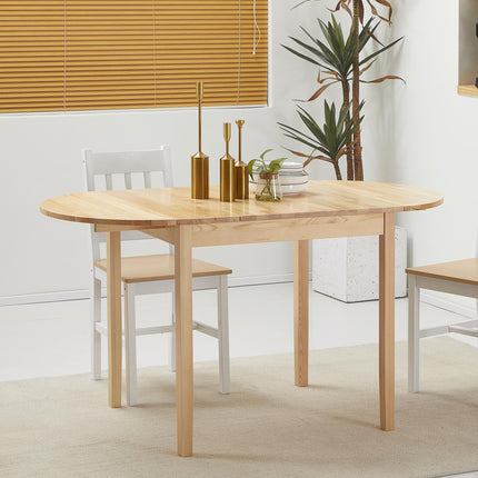 Wooden 4-6 Person Drop-Leaf Table - Natural Finish