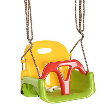 3-in-1 Detachable Kids Swing Seat with Safety Belt and Adjustable Rope for Indoor & Outdoor Use - Green