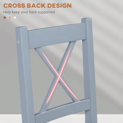 Set of 2 Pine Wood Dining Chairs with Cross Back Solid Structure - Grey